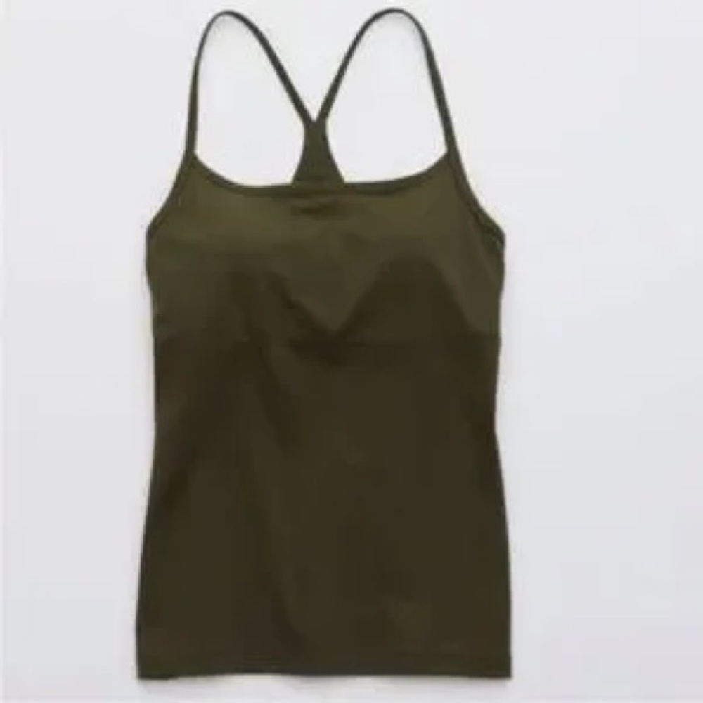 Aerie Green Fitted Camisole Workout Tank Top